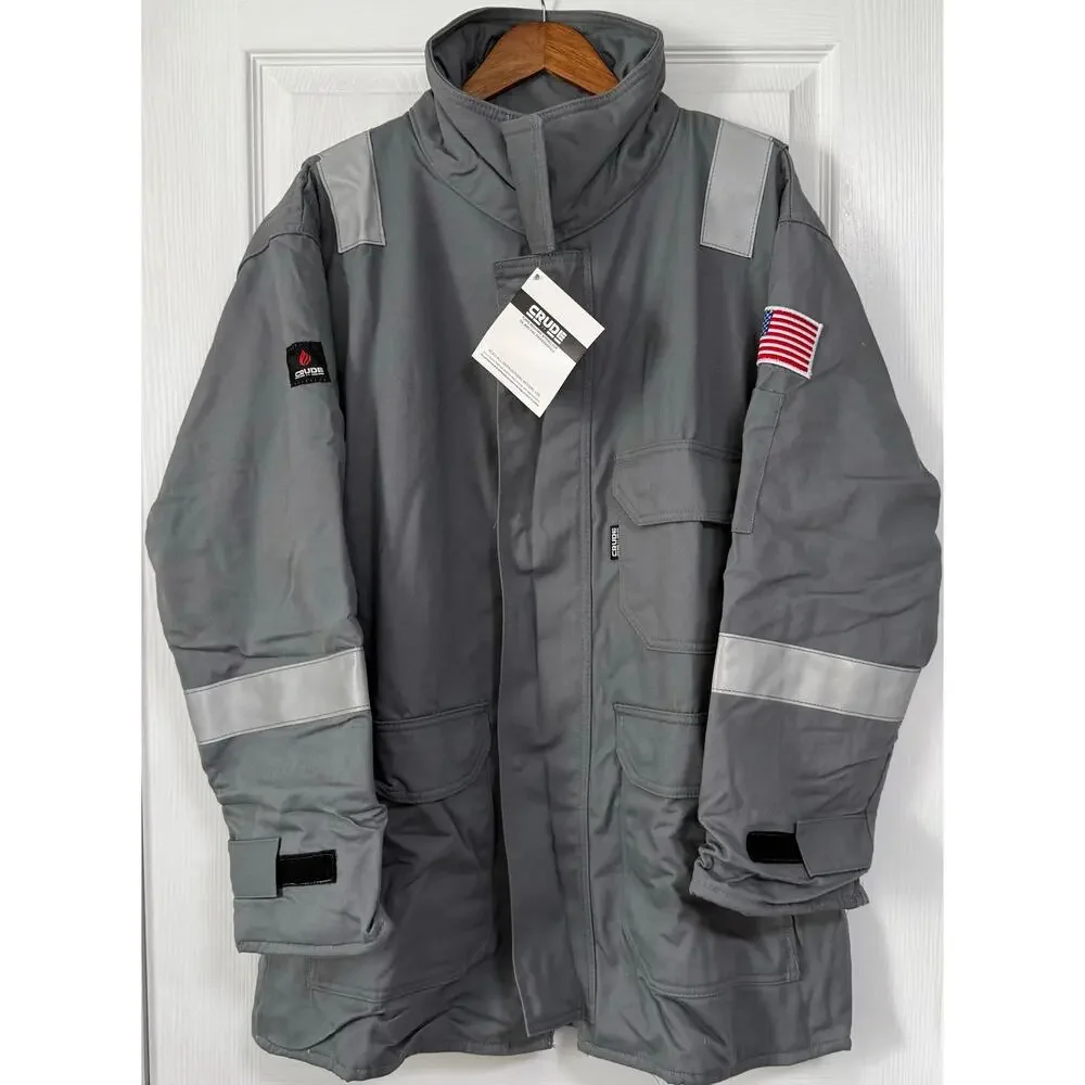 Crude FR Flame Resistant RPS New Men's Gray Insulated Work Jacket Size Large